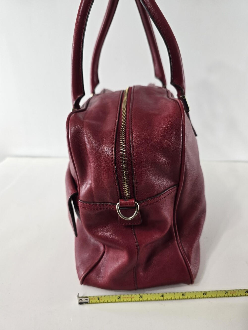 Anya Hindmarch Carker Satchel Red Leather Front Flap Pocket Handbag Bag Purse - Picture 3 of 15